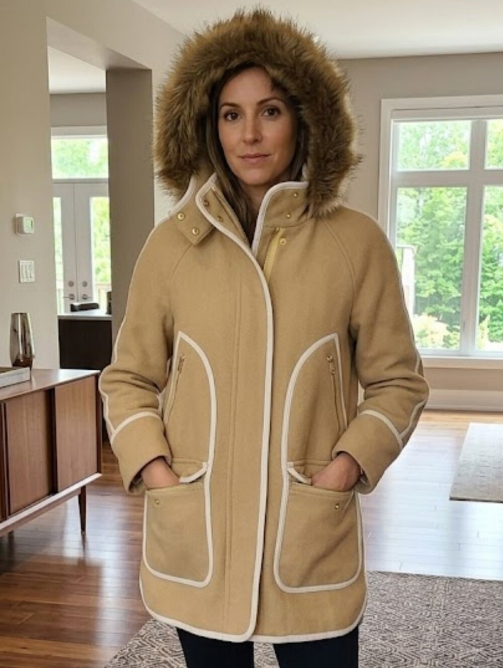 J. CREW Beige Jacket with White Trim SIZE 6T
